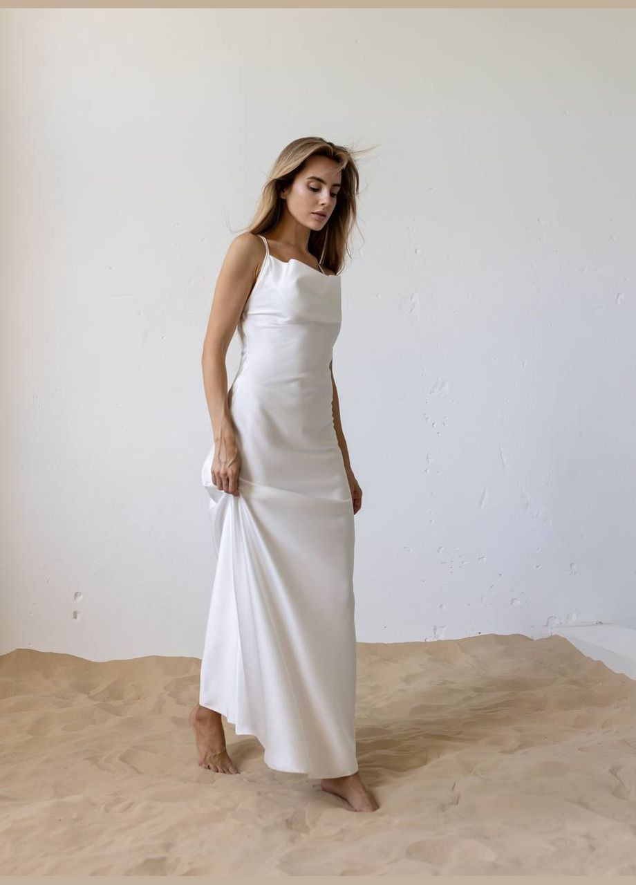 Белое праздничный, коктейльное, вечернее платье комбинация с завязками на спине платье-комбинация Україна