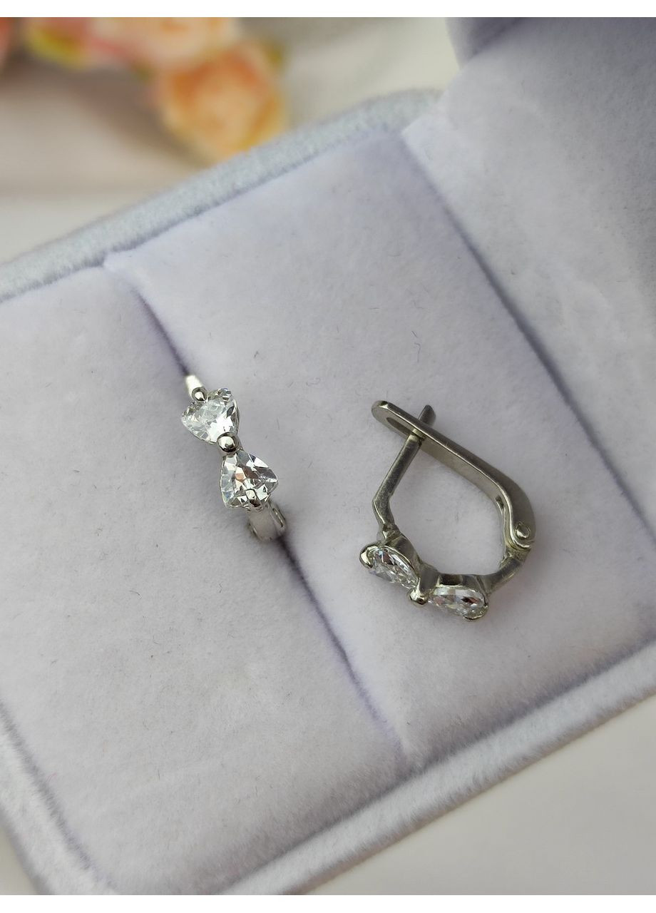 Дитячі срібні сережки Бантики 925 проби на англійській застібці No Brand (367089331)