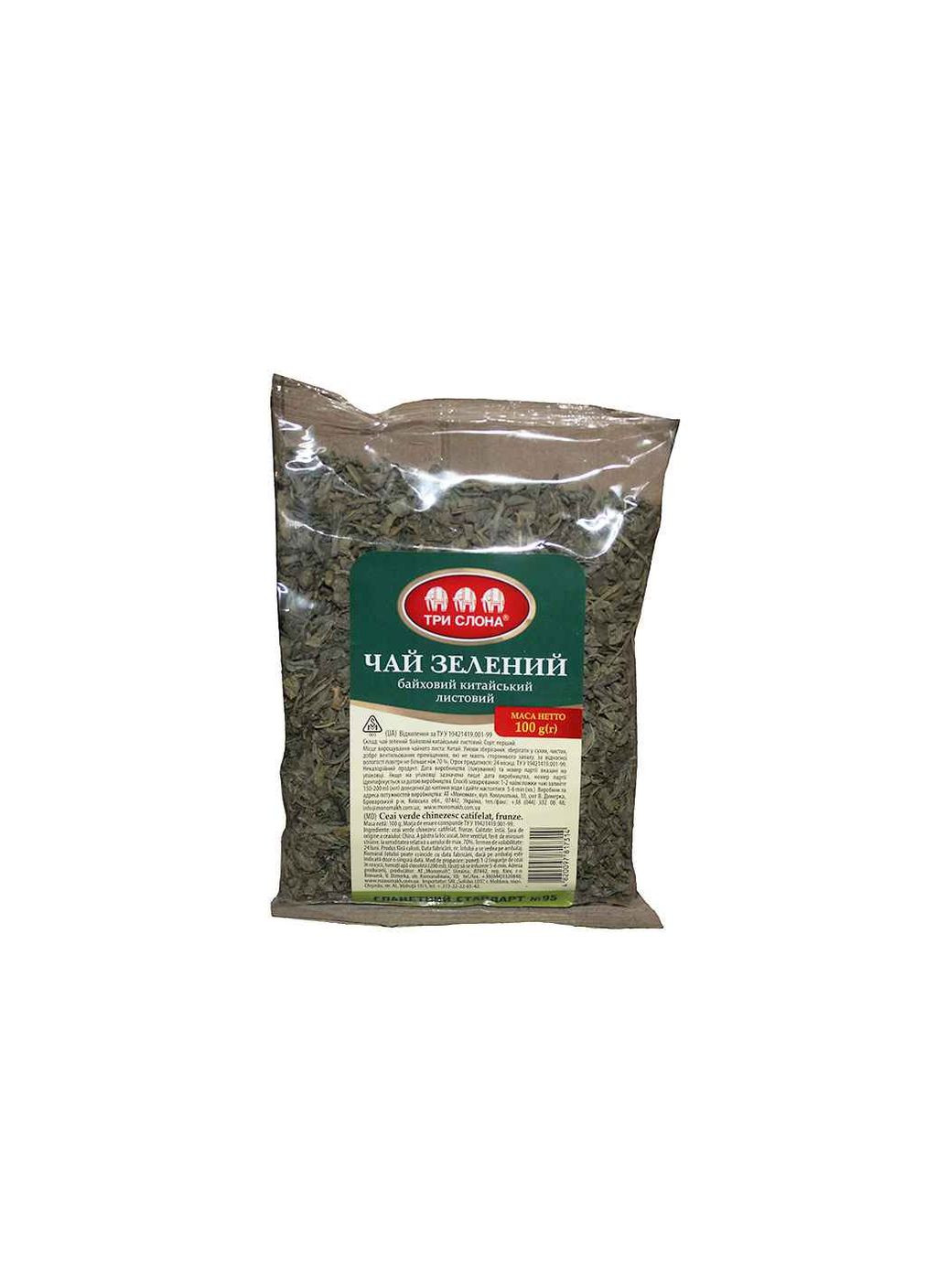 Чай фасованный зеленый 100г №95 Три Слона (356456910)