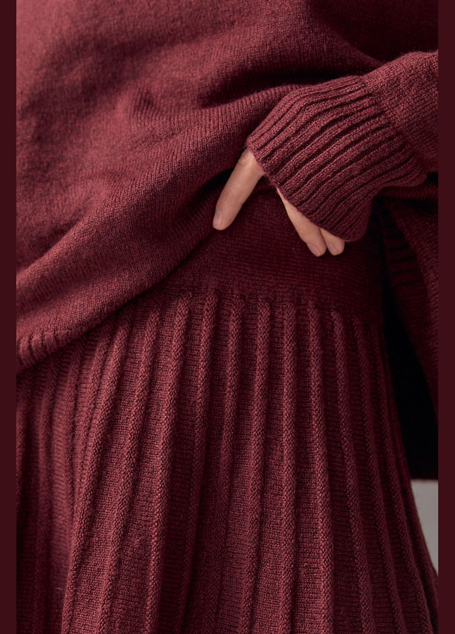 Стильный вязаный костюм с юбкой-полусолнцем и свитером No Brand (315039860)