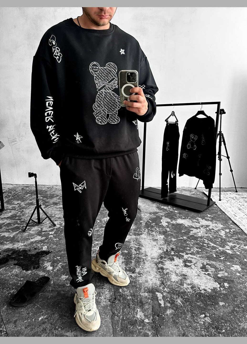 Костюм свитшот брюки мужской черный дтф принт производство Украина No Brand (370953552)