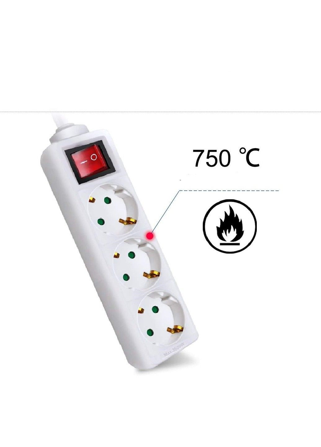 Подовжувач 3-кратний з вимикачем Save Energy 3 м IP20 16A 3680 Вт Extrastar (365807464)