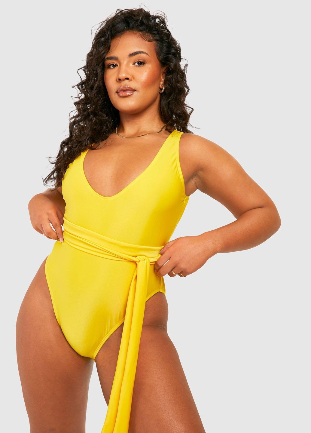 Желтый летний купальник слитный слитный Boohoo