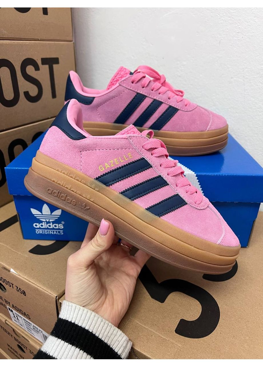 Рожеві Осінні кросівки чоловічі adidas gazelle platfrom bold pink адідас газель No Brand
