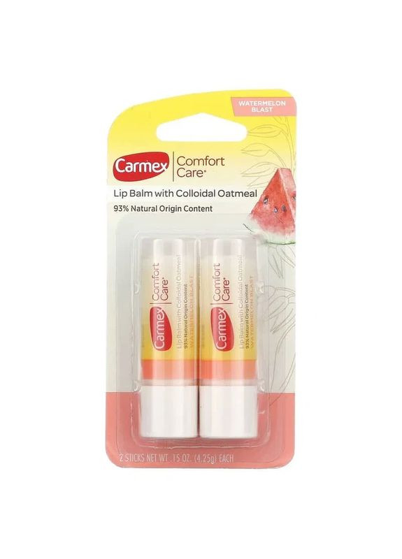 Бальзам для губ з колоїдною вівсянкою Comfort Care, з ароматом кавуна, 2 шт по 4,25 г Carmex (361119327)