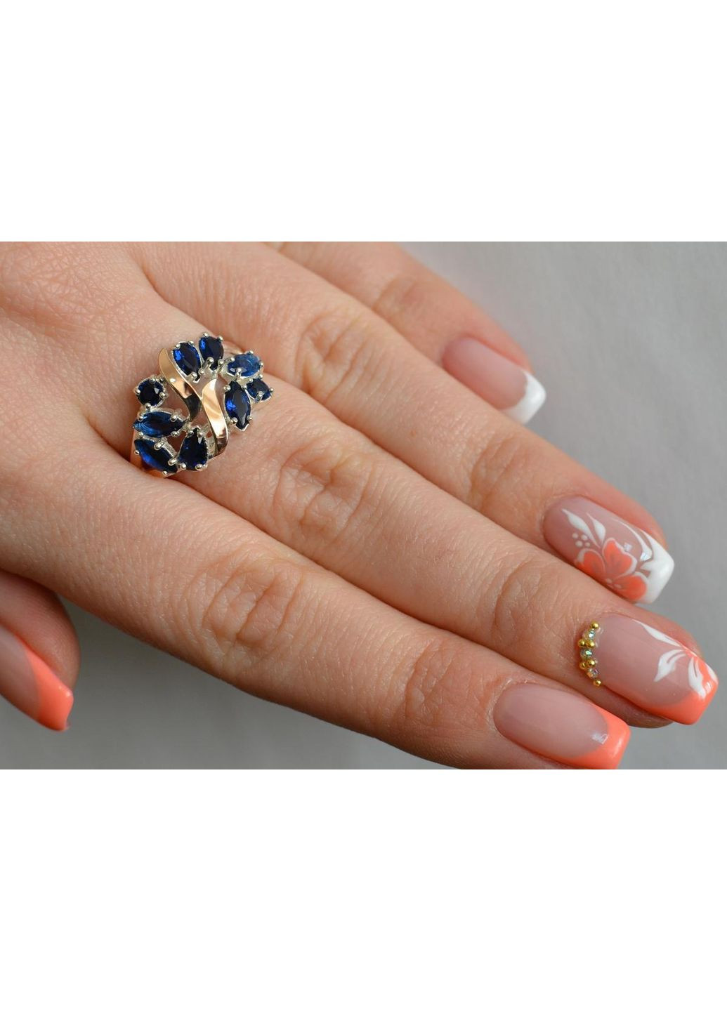 Серебряная кольца с золотыми вставками Silver Style (367268315)