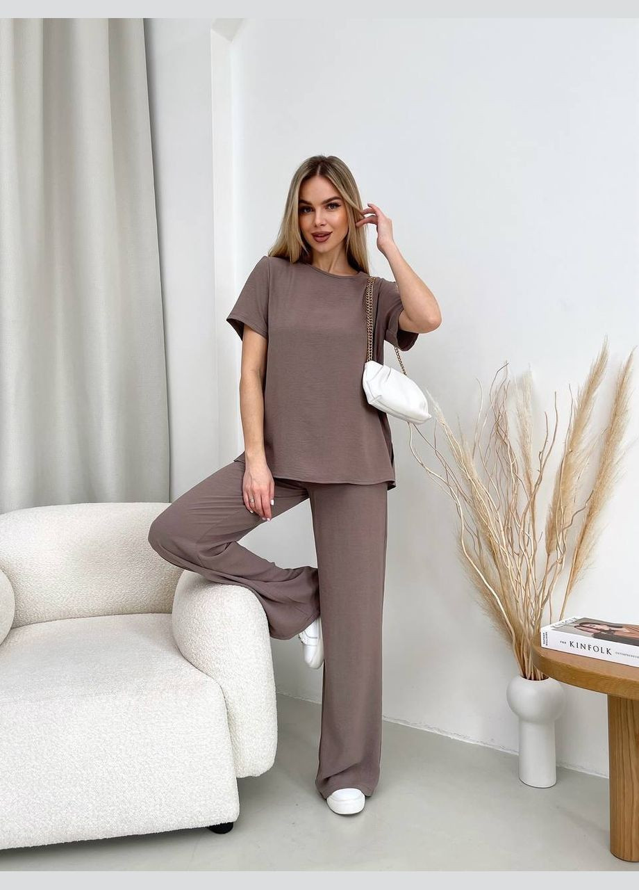 Женский прогулочный костюм кофейного цвета 32030 Fashion (324757048)