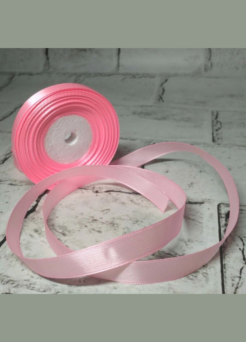 Стрічка атласна 1.2 см 23 метри рожева No Brand (327368077)