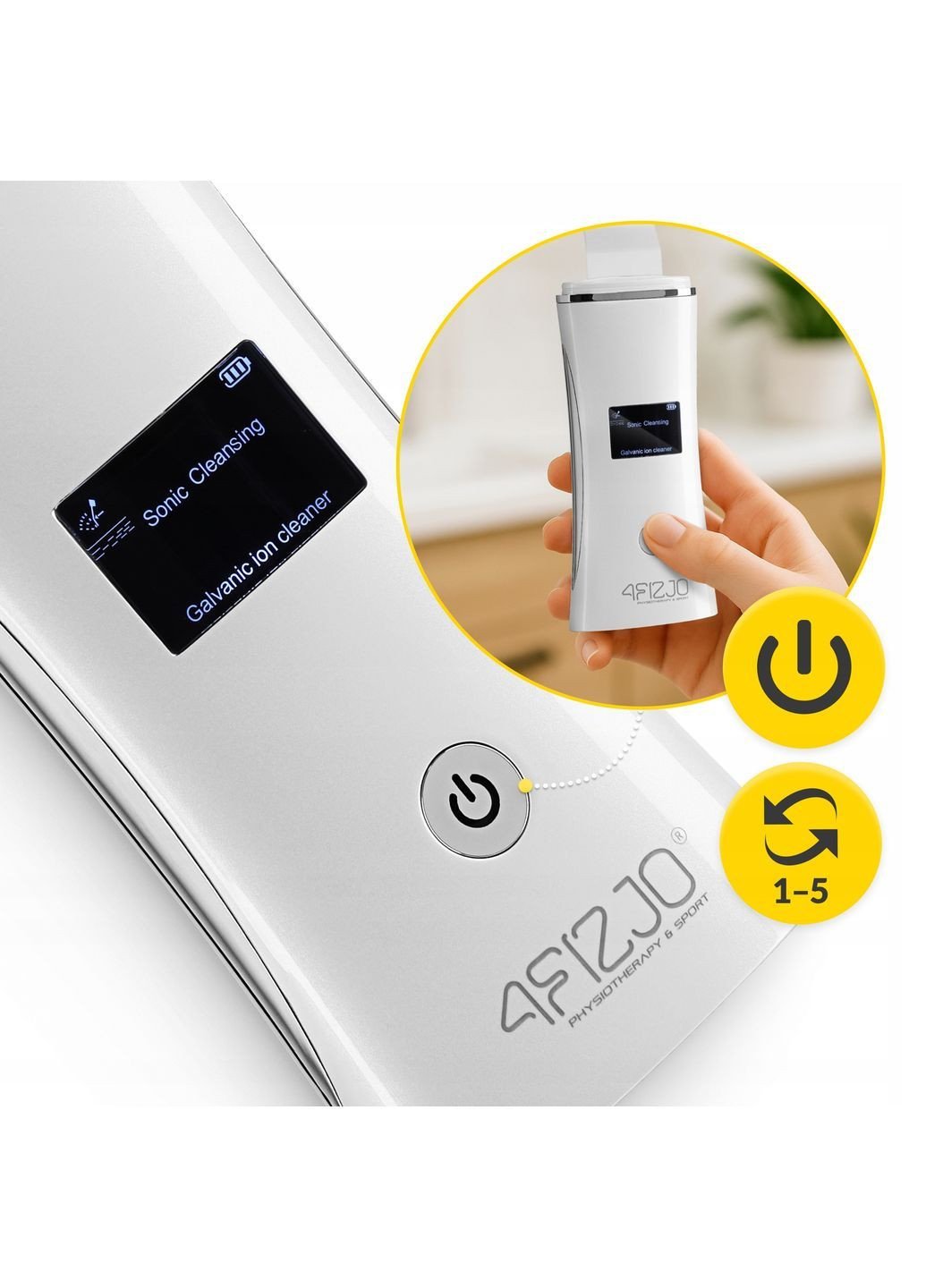 Ультразвуковий скрабер для шкіри обличчя 5 режимів, бездротовий White (P-5905973407618) 4FIZJO (372925210)