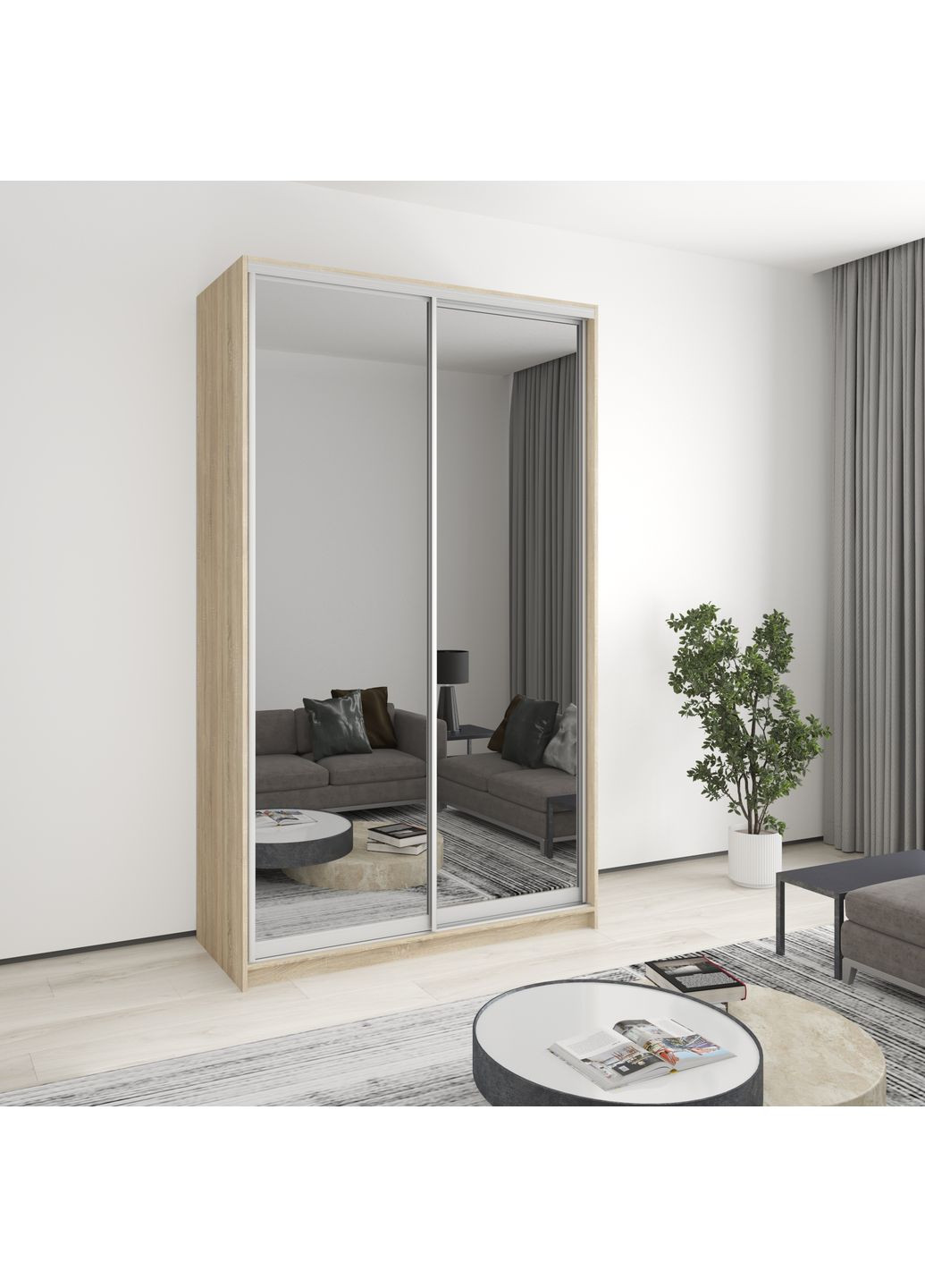 Шафа-купе дводверна Стандарт AL 2 Дзеркала 140x60x240 см (MBS-3874) MebelStar (359449312)