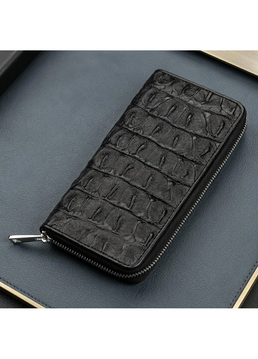 Кошелек-клатч CROCODILE LEATHER из натуральной кожи крокодила Черный Верховинка 18012 (398256124)