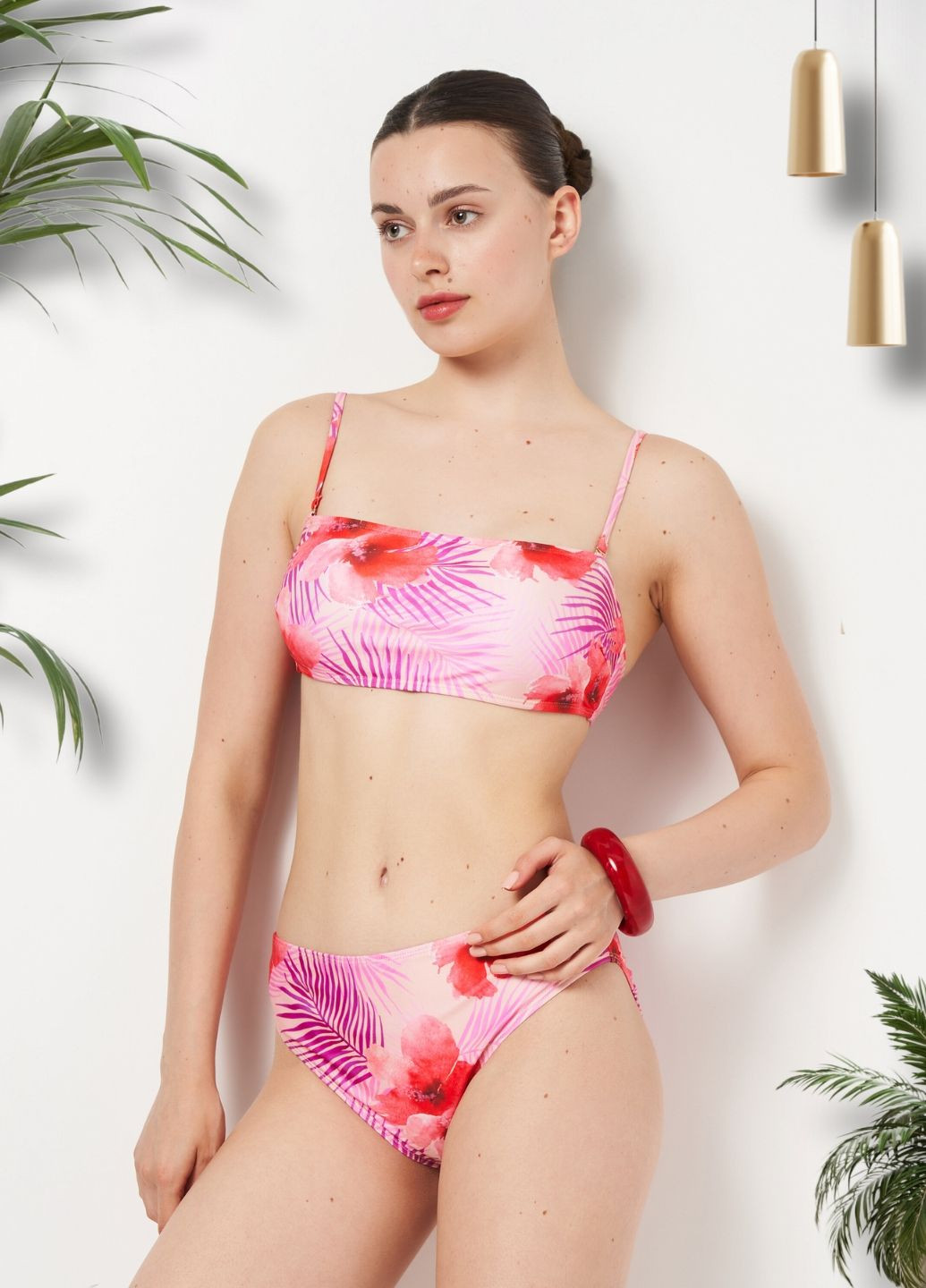 Рожевий літній роздільний купальник ymi swimwear роздільний FS