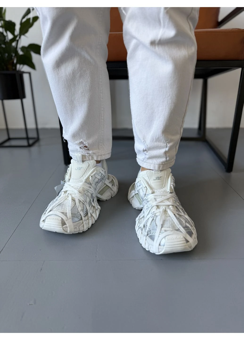 Белые демисезонные кроссовки мужские balenciaga 3xl extreme lace white баленсиага белые No Brand