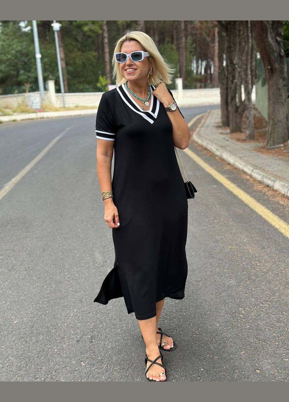 Черное женское платье миди цвет черный New Trend