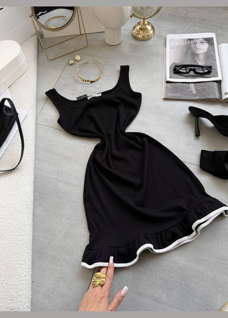 Черное деловое, повседневный, кэжуал, вечернее женское платье силуэтная No Brand