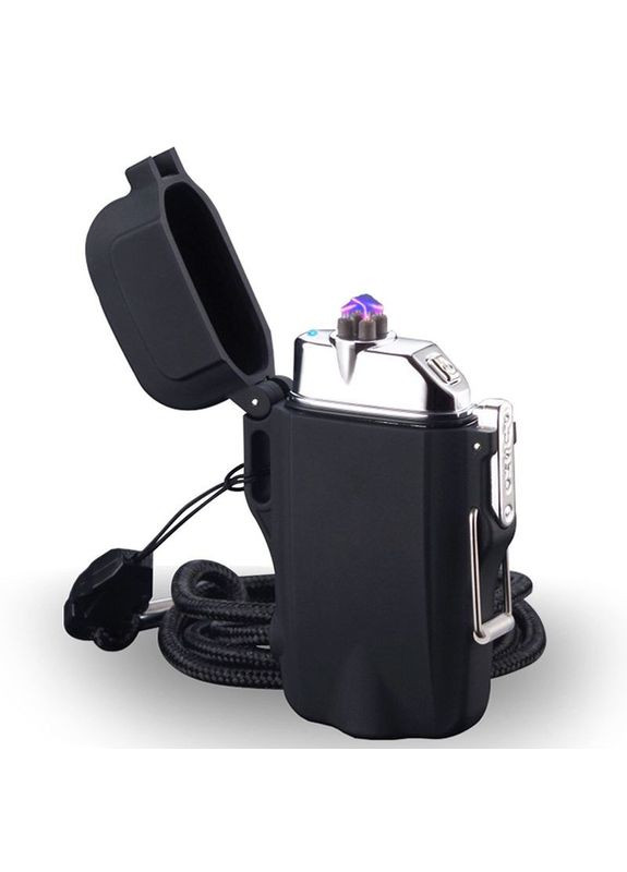 Электрическая зажигалка DRAGON WARIOR влагостойкая с фонариком 2мя плазменными дугами цвет черный Dom (293275135)