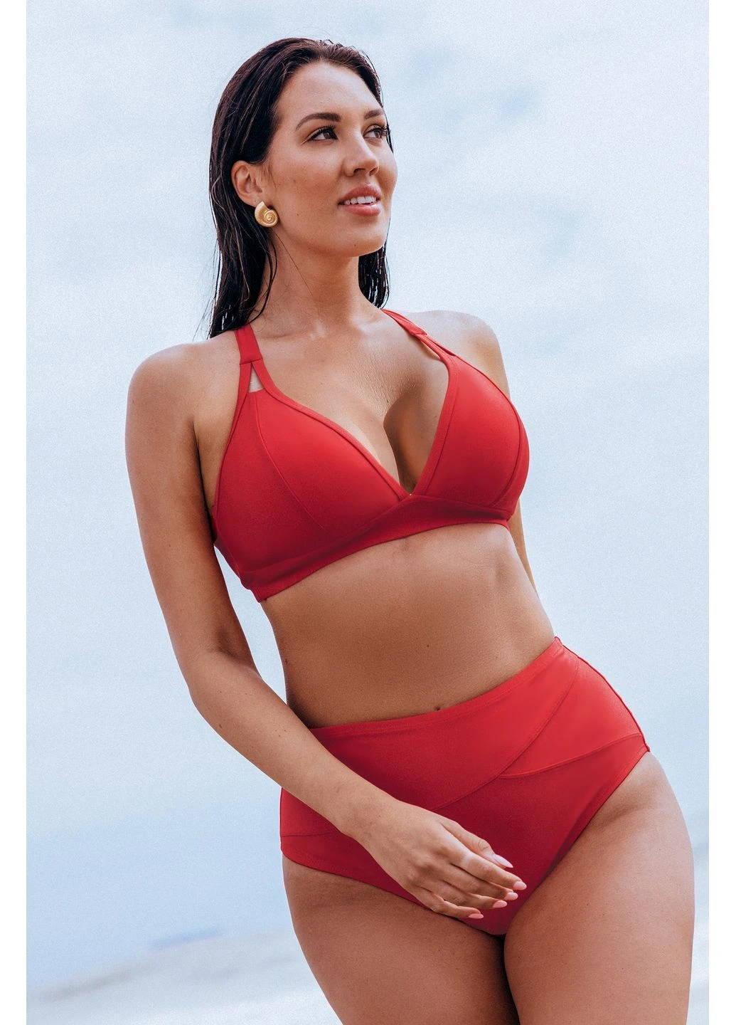 Красные купальные трусики однотонные CUPSHE