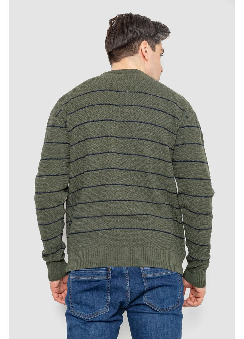 Оливковый (хаки) демисезонный свитер мужской в полоску Sport Line