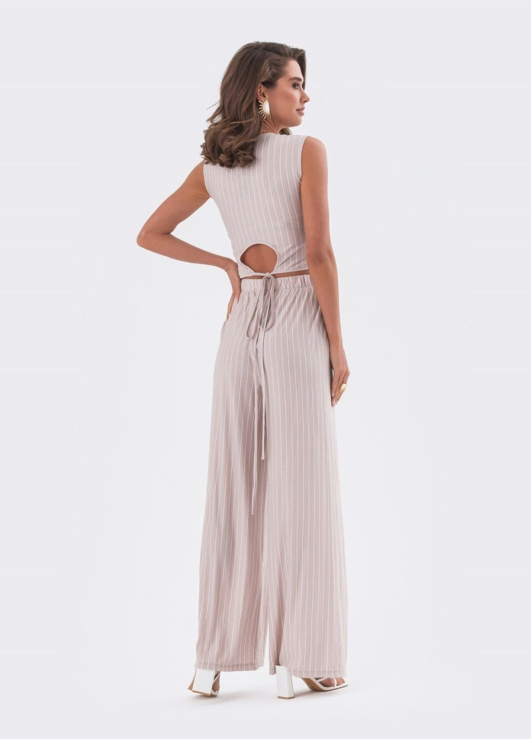 брючний костюм-трійка в смужку пудровий Dressa (293486204)