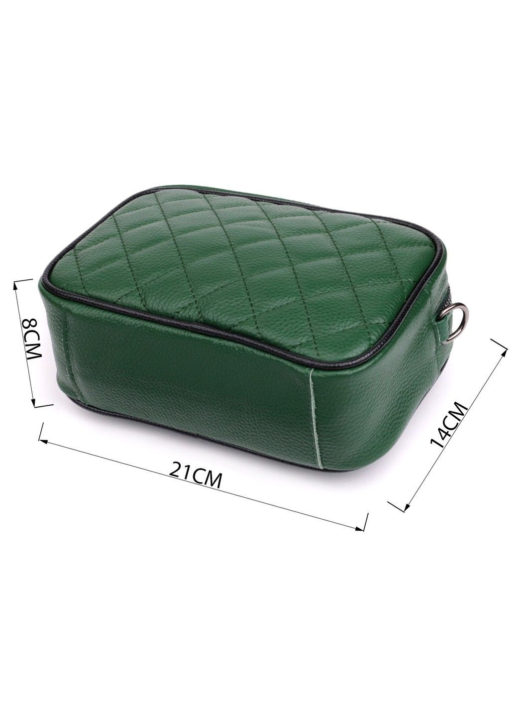 Стьобана жіноча сумка з натуральної шкіри 22857 Зелений Vintage (315634436)