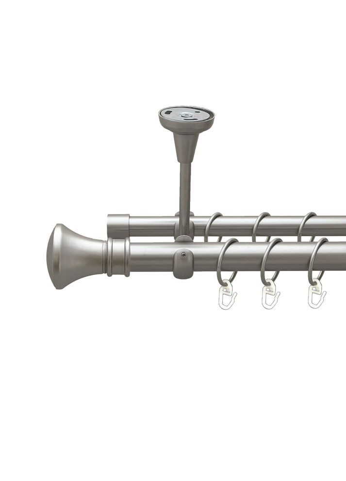 Карниз Люксор металевий дворядний відкритий до стелі гладка труба Сатин 25\19 мм 240 см (00-00023922) ORVIT (300846680)