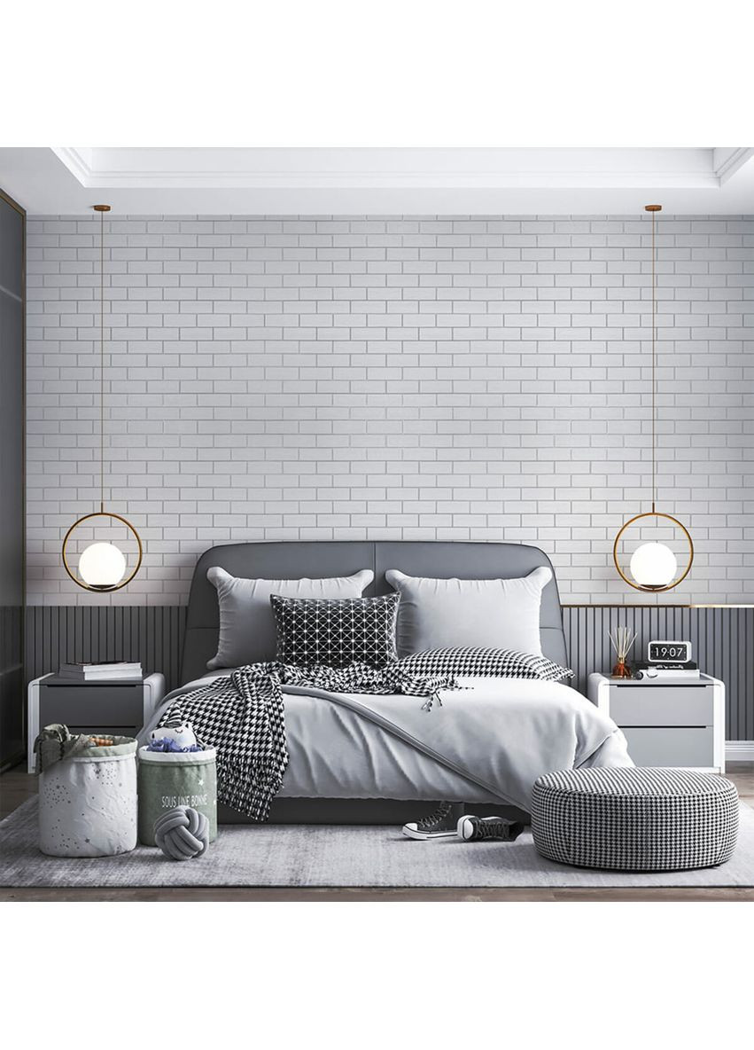 Панель стеновая 700х700х5мм Белый кирпич с серебром SW-00001502 Sticker Wall (362115273)