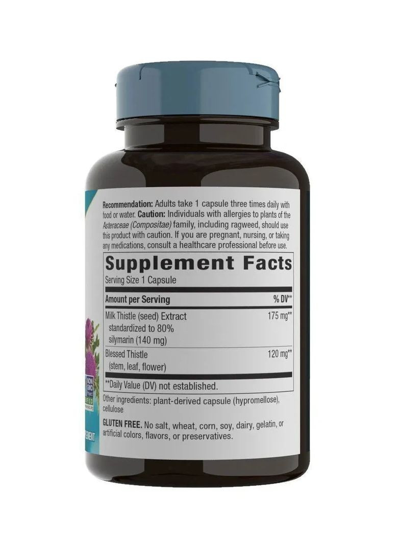 Розторопша плямиста Milk Thistle 120 веганських капсул Nature's Way (361113920)