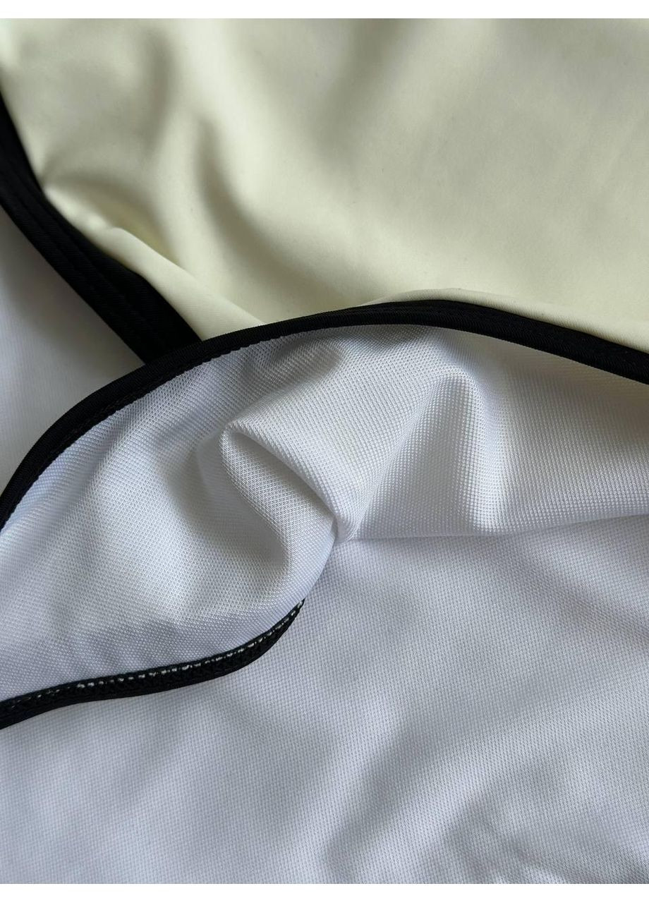 Белый летний женский купальник с черным кантом / женский стильный монокини белый с контрастными вставками / женский купальник б No Brand