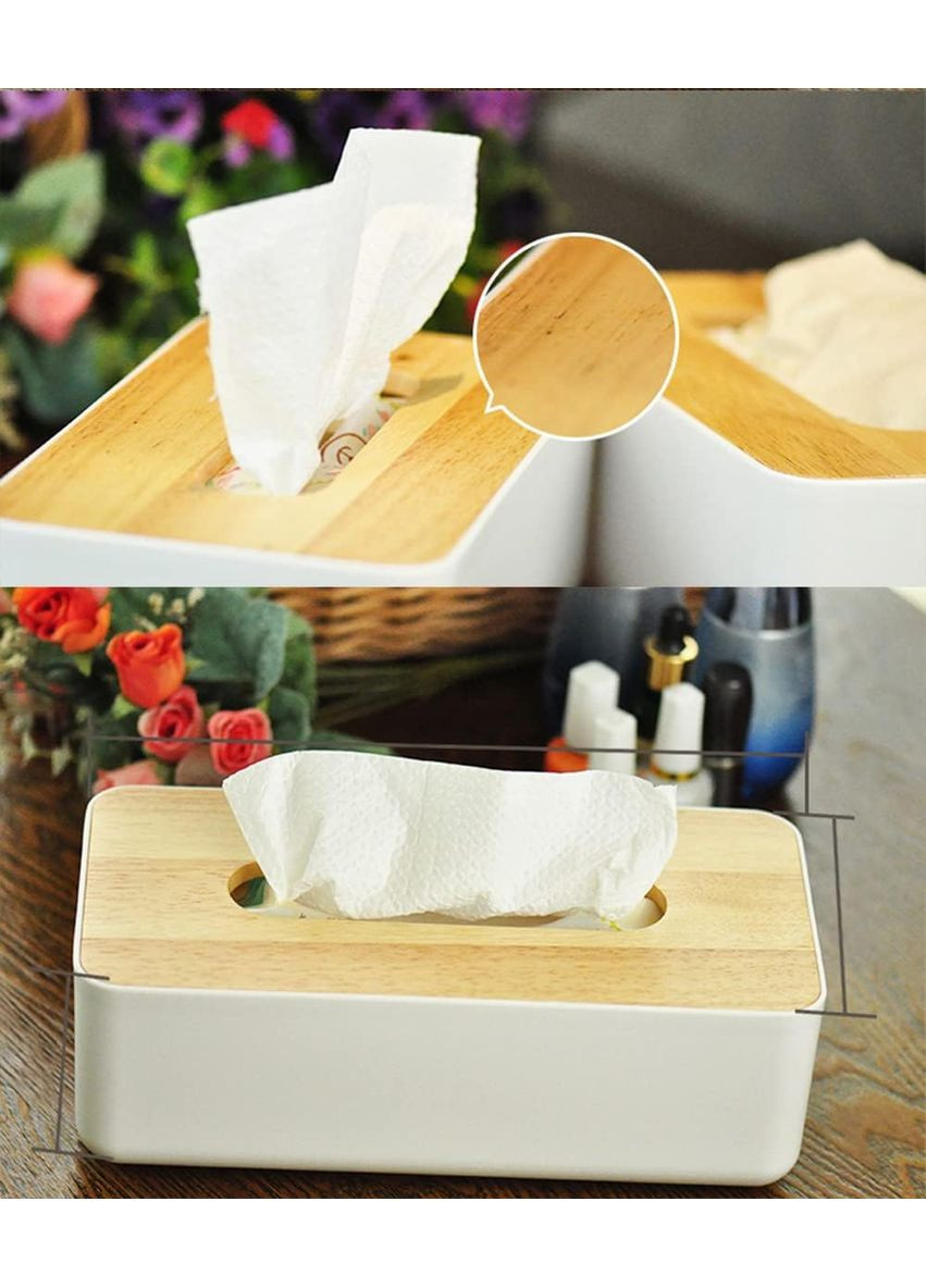 Бокс для салфеток білий пластиковий серветниця для кухні компактний органайзер для столового приладдя ProDobro (365440457)