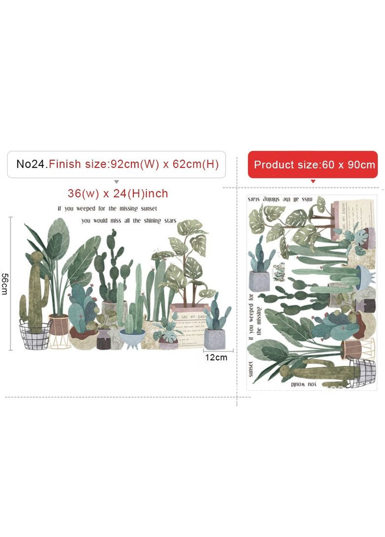 Вінілові наклейки на стіну Вазони кактуси (лист 60 х 90 см) Б83-29 No Brand (302241795)