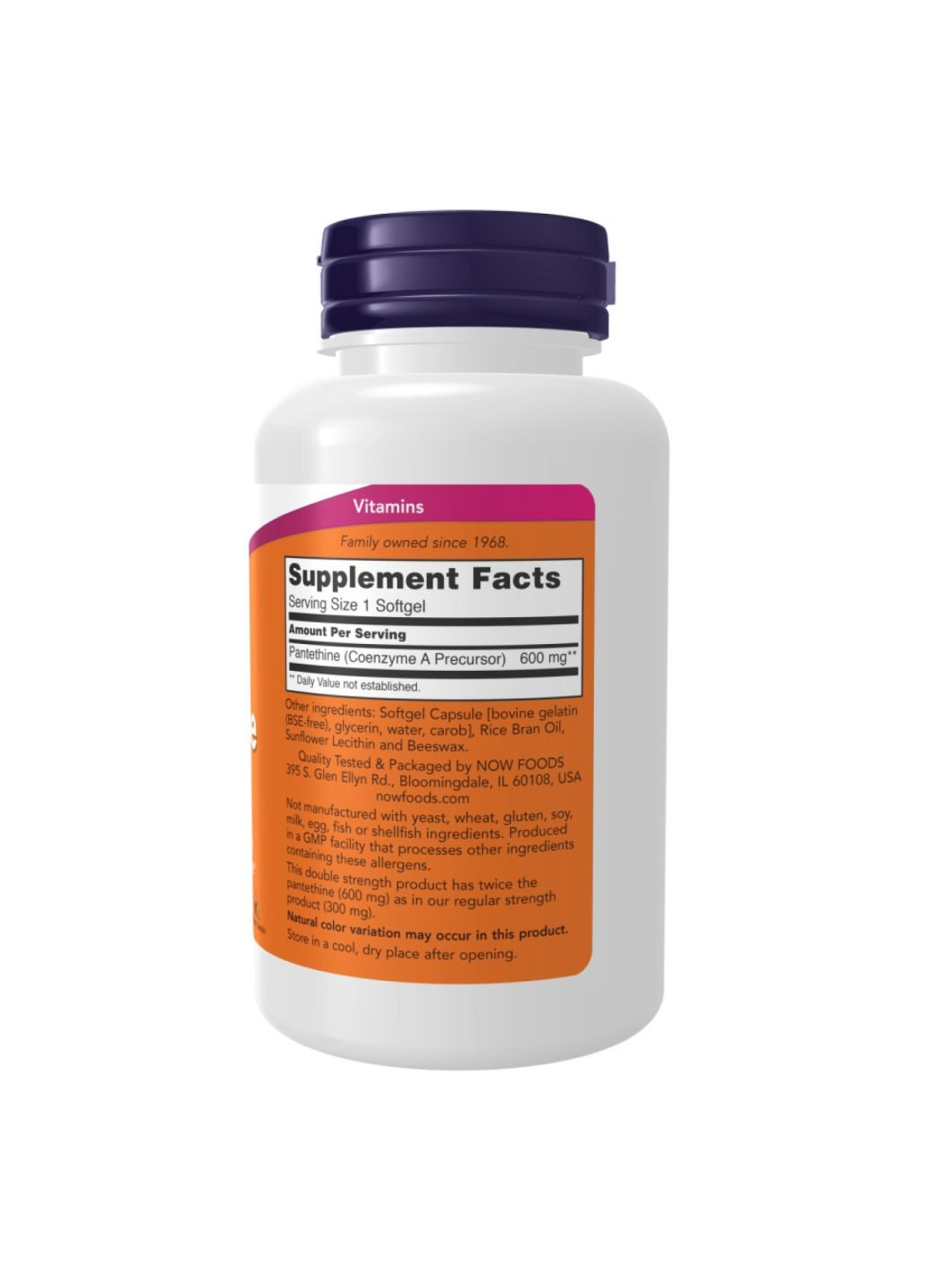 Добавка Pantethine 600mg - 60 softgels Now Foods (306462210)