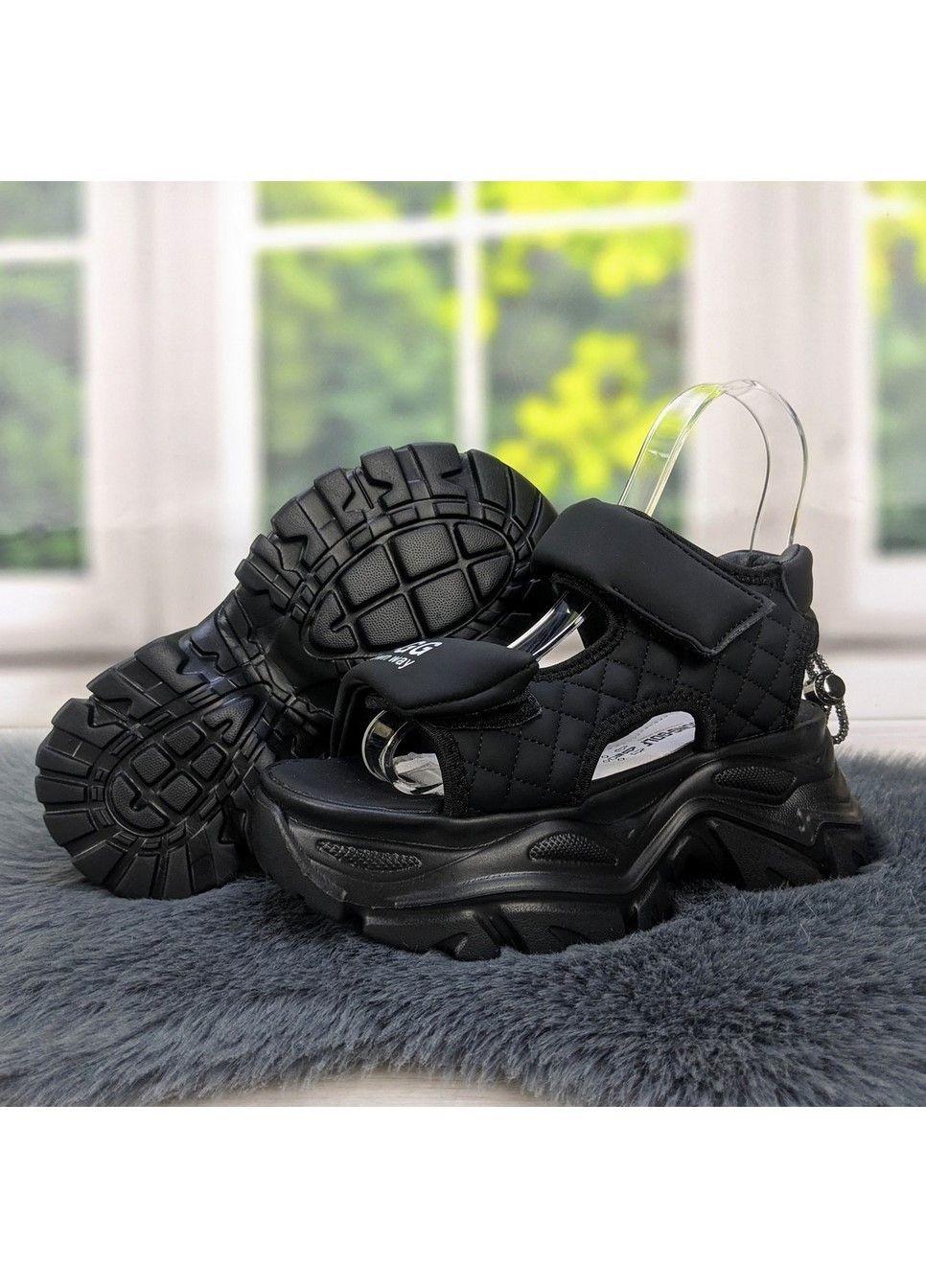 Черные босоножки подростковые для девочки на платформе Jong Golf