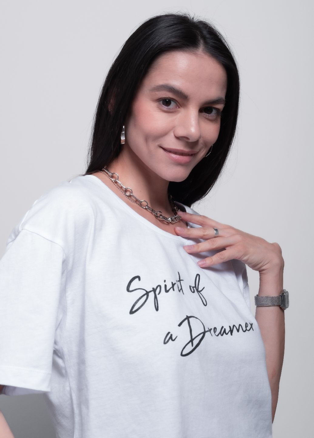 Футболка жіноча S-5 біла з принтом 344047 Power - (300841380)