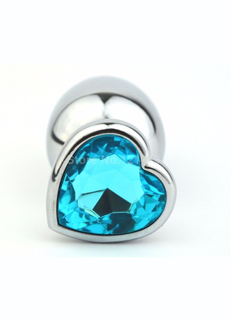Анальная пробка М 3.4 см серебрянная сердечком Swarovski M Love Crystal большая Focus (303887868)