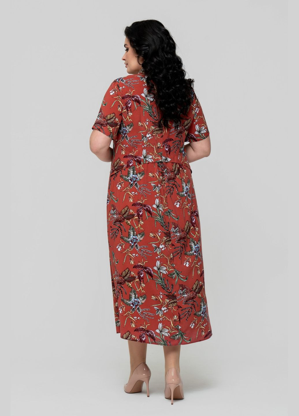 Червона повсякденний жіноча сукня зі штапеля напівприталеного силуету із застібкою на ґудзики all posa (ap102321p) A'll Posa