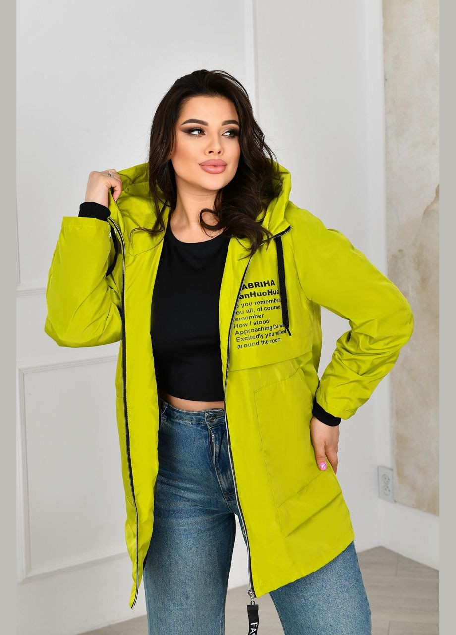 Салатова жіноча подовжена куртка колір лайм р.48/50 453835 New Trend