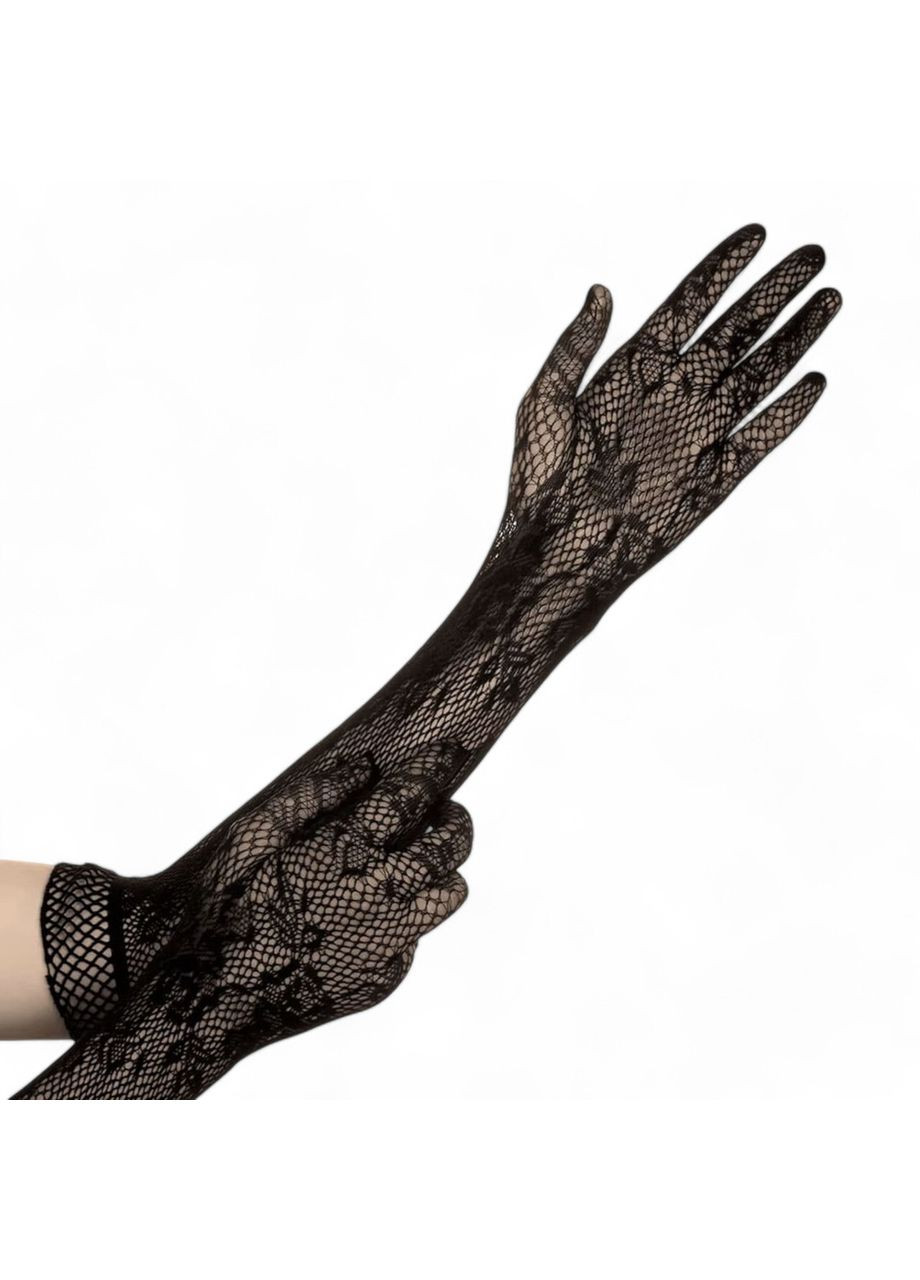Длинные перчатки черного цвета сетка One Size сексуальный эротический наряд China (317747607)
