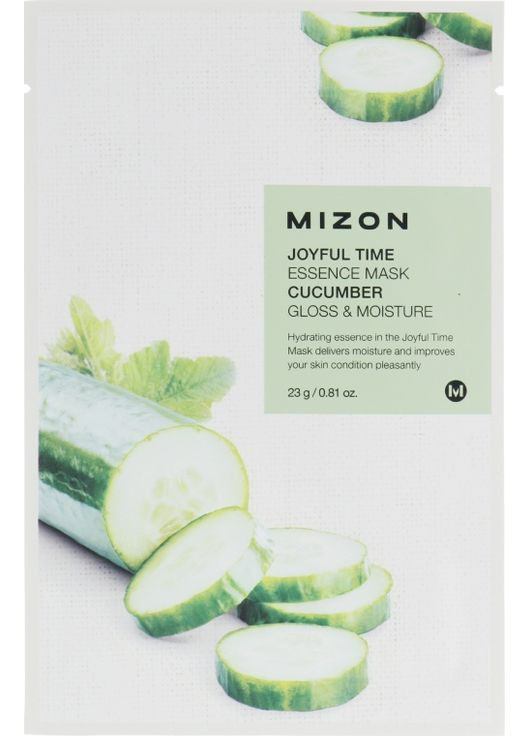 Тканевая маска для лица "Огурец" Joyful Time Essence Mask 23g (408463-8771) Mizon (368657409)