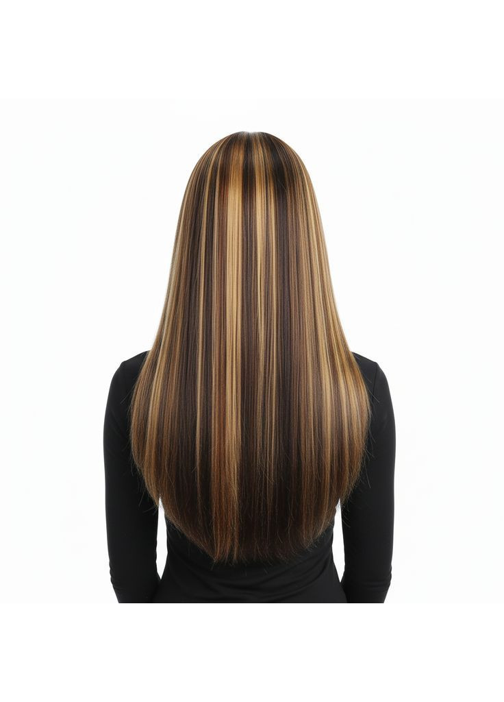 Длинный парик из прямых искусственных волос омбре 70 см Каштановый из Блонд No Brand (370645611)