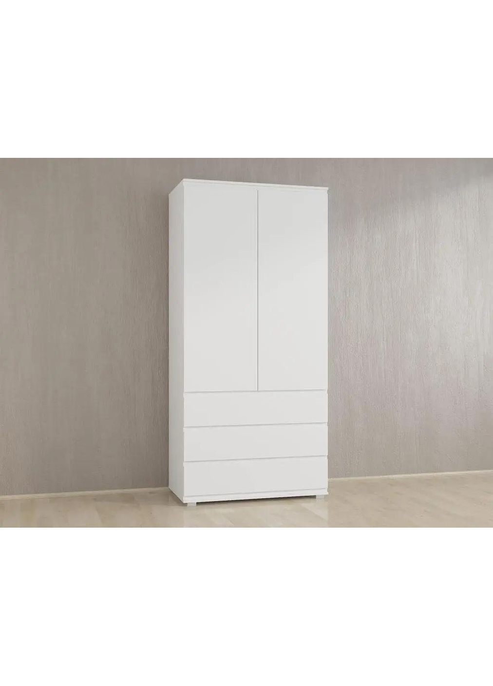 Шафа зі штангою і ящиками без ручок, шафа для одягу в кімнату B-002 Білий - Дуб Крафт No Brand (371910353)