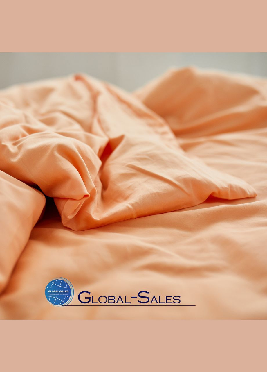 Сатиновая Гладкая Евро Персиковое постельное белье 200*220см Calipso (316632319)