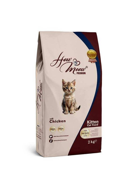 Kitten - Сухий повнораціонний корм з куркою для кошенят 2 кг (8681692300146) How Meow (327434550)