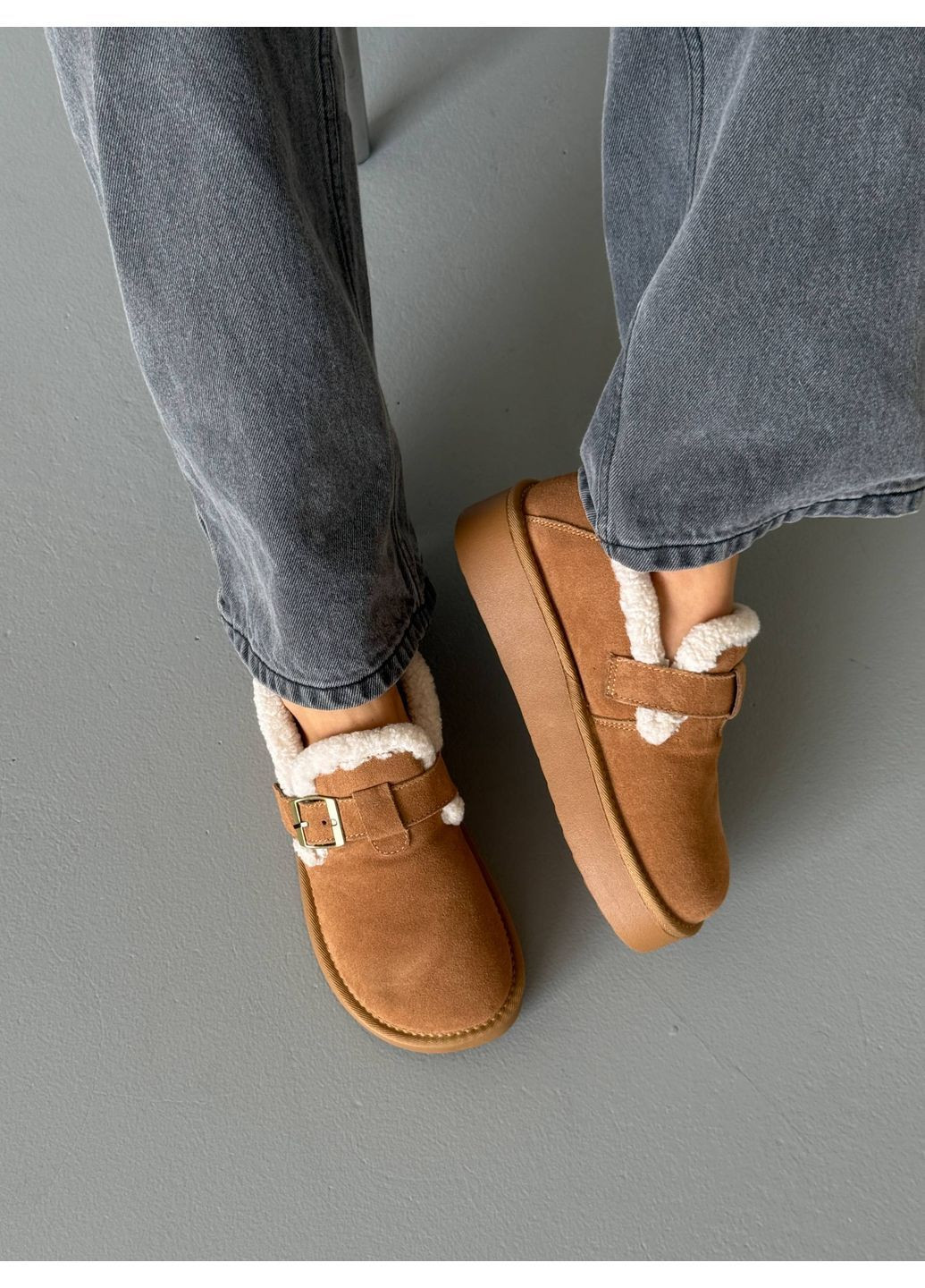 Жіночі сноубутси руді, натуральна замша, анатомічна форма, хутро всередині No Brand (366091798)