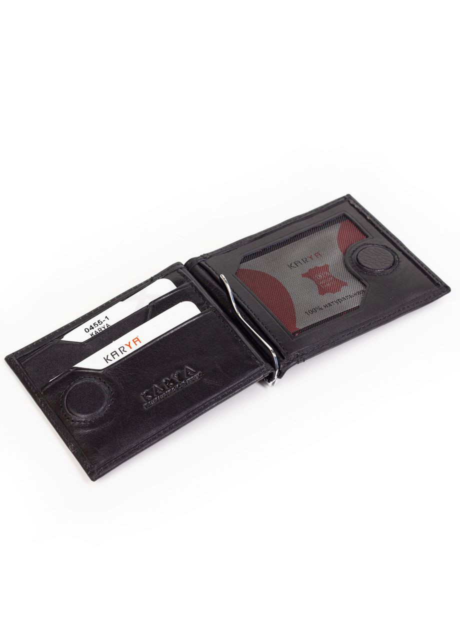 Затиск для грошей шкіряний чорний 0455-1 Karya (261481822)