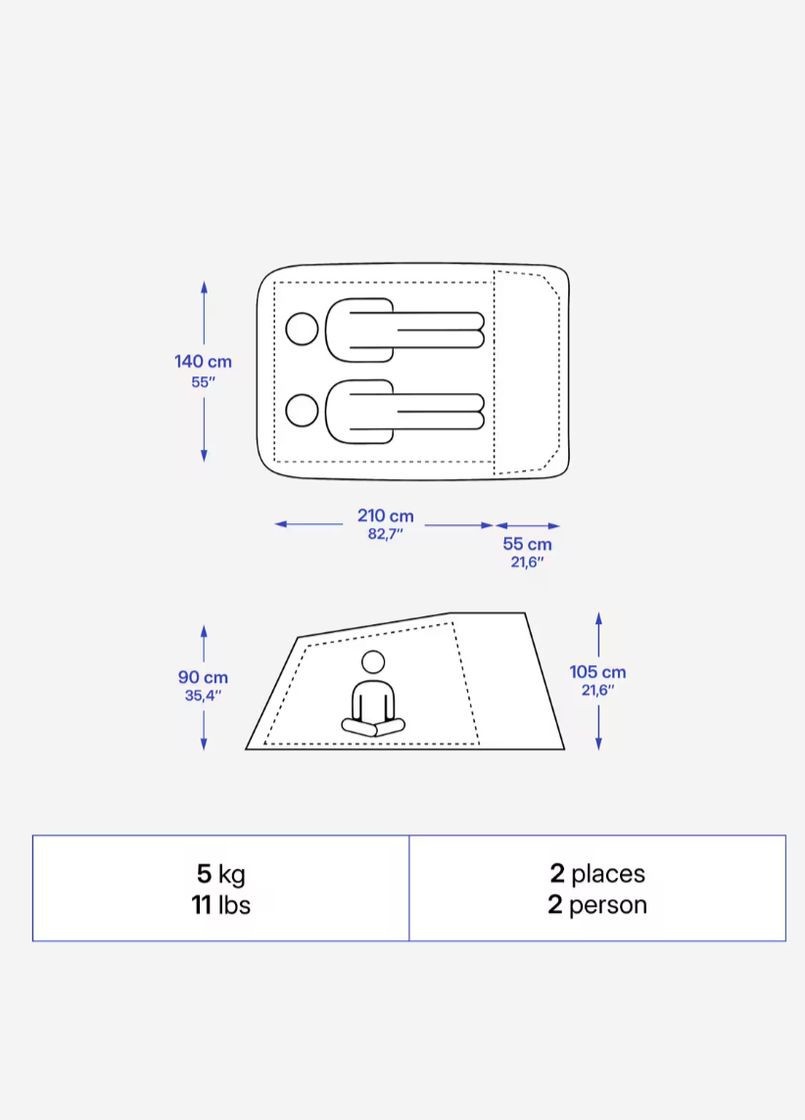 Быстросборная (2сек) Туристическая Палатка (Двухместная) 2 Seconds XL FRESH&BLACK Водонепроницаемая Quechua (335052958)