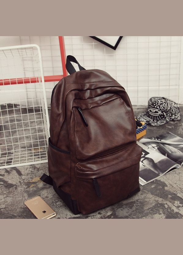 Мужской кожаный рюкзак (экокожа) Черный No Brand (301212097)