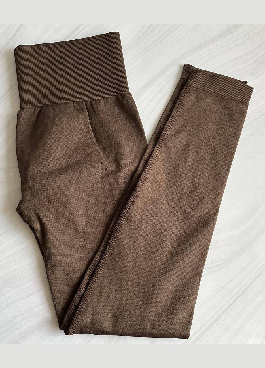 Коричневые спортивные леггинсы с пуш-ап эффектом No Brand