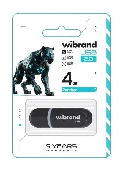 Флеш накопичувач USB 4Gb Panther, Black, USB 2.0 (WI2.0/PA4P2B) WI2.0/PA4P2B Wibrand (395968979)