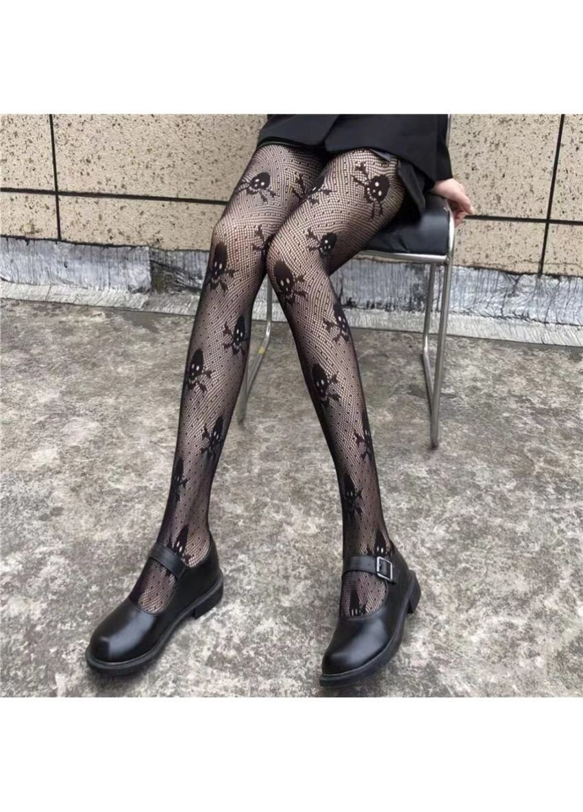 Колготи на хелловін з черепами жіночі one size чорний Jannet Колготки (361999422)