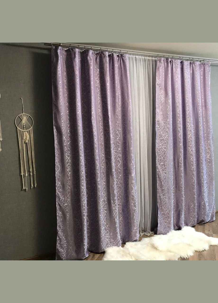 Набір штори для спальні мармурові жакард Фіолетовий 200x270 см (Е1011010B-3) No Brand (306633090)